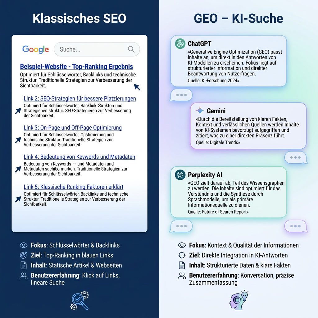 GEO vs SEO Vergleich – Generative Engine Optimization für Verlage
